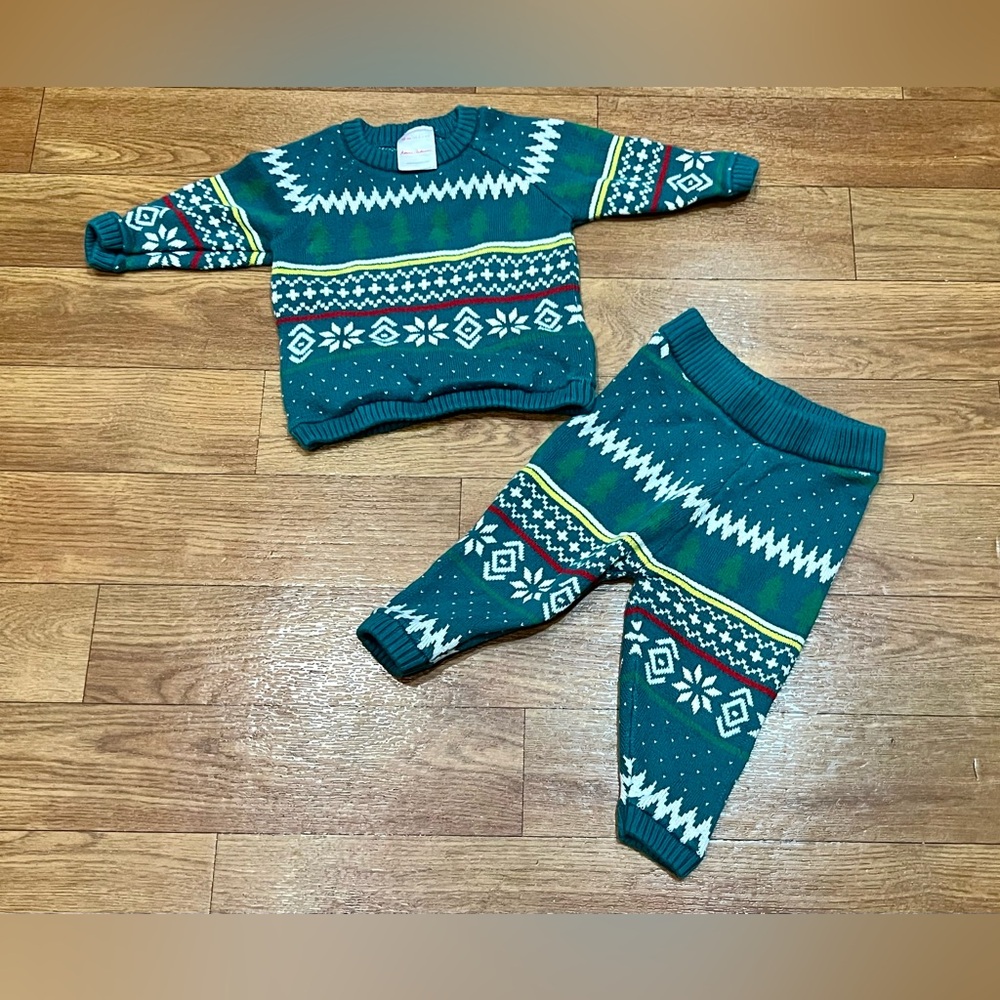 Hanna Andersson Christmas Holiday Knit Sweater & Pants Unisex Kids Size 3-6 mo